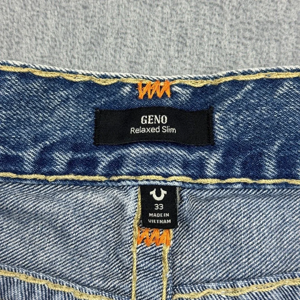 True Religion Jeans Men 33X33 Blue Geno Super T Relaxed Slim Flap Pocket Pants